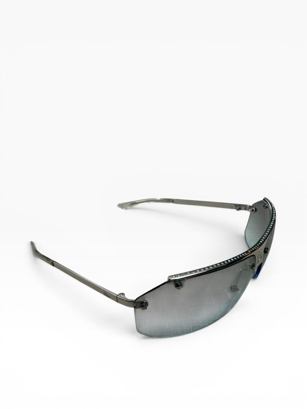 Christian Dior Hit 2 Crystal Silver Mirror Sunglasses Y2K Galliano Era